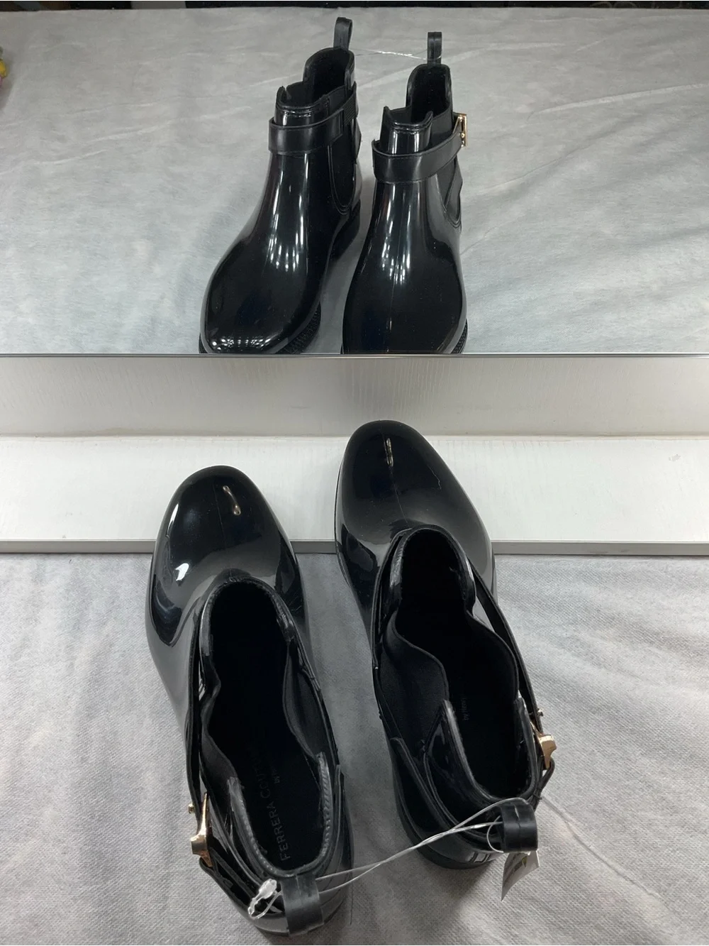 Henry Ferrera Couture Black Gloss Chelsea Designer Fashion Stylish Rain Boots